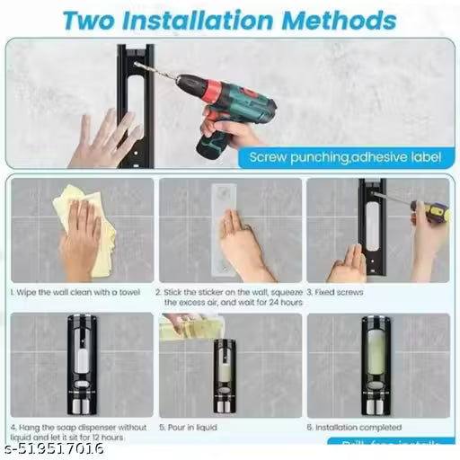 CITIPRO 400ml Wall Mount Soap Dispenser for Bathroom & Kitchen | Heavy Duty Liquid Shampoo, Hand Wash & Sanitizer Holder with Fitting Accessories | Black
