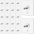 A set of 10 Wall Mount Screw Hooks for kitchen, bathroom, bedroom, and living room use with silver pegs, displayed in a grid pattern on a white background.