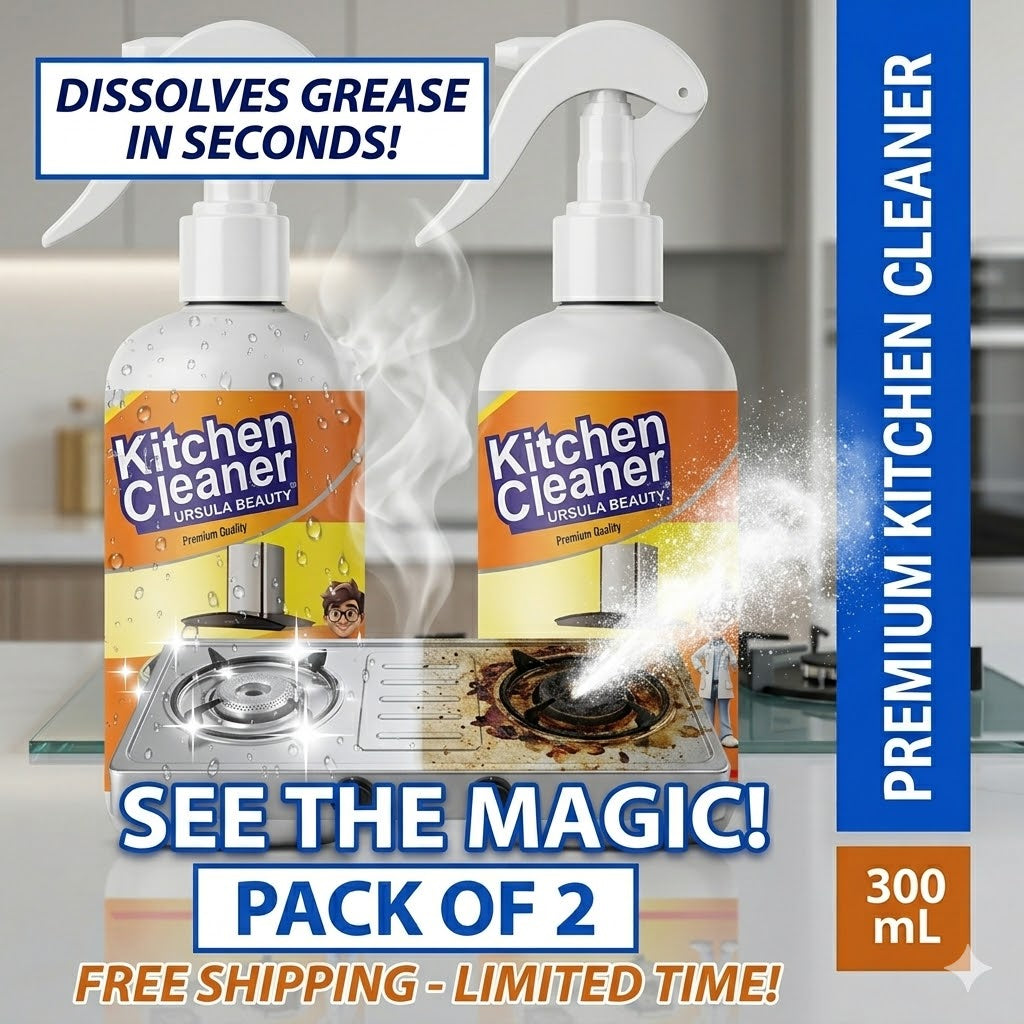 KITCHEN OIL & GREASE STAIN CLEANING SPRAY Kitchen Degreaser Non Corrosive Multipurpose Product - Removes Oil Grease Food Stains, Chimney Stove Grill, Kitchen Slab, Sink Cleaner Liquid PH Neutral Kitchen Spray Chimney & Bathroom Cleaner- 300ml - PACK OF 2