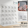 Multi-Purpose Adhesive Wall Hooks (30 Pack) – 304 Stainless Steel & Premium ABS Material for Kitchen, Bathroom, and Home, Without Drilling, Heavy Duty Extra Strong|🔥LIMITED TIME OFFER🔥