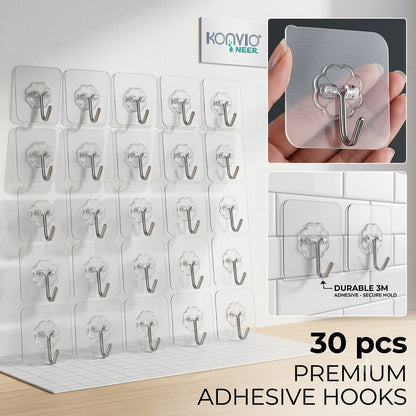 Multi-Purpose Adhesive Wall Hooks (30 Pack) – 304 Stainless Steel & Premium ABS Material for Kitchen, Bathroom, and Home, Without Drilling, Heavy Duty Extra Strong|🔥LIMITED TIME OFFER🔥