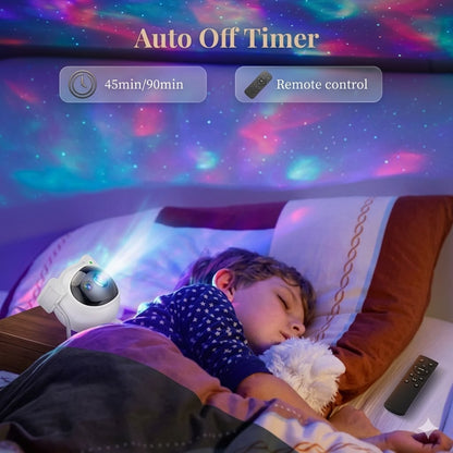 Astronaut Galaxy Projector – 360° Rotating Star & Nebula Night Light with Remote Control