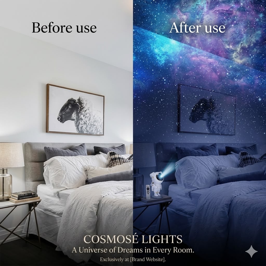 Astronaut Galaxy Projector – 360° Rotating Star & Nebula Night Light with Remote Control