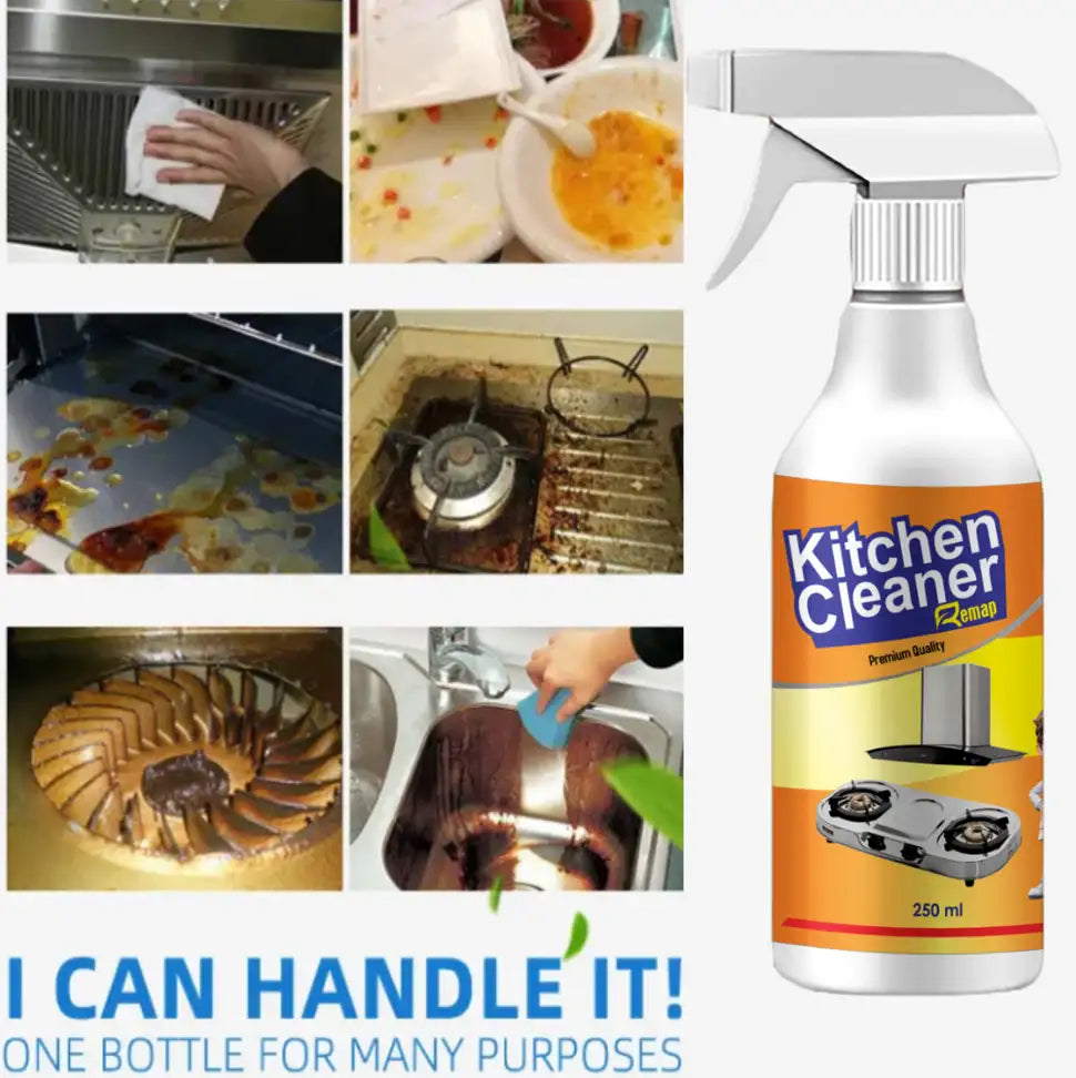 Kitchen Cleaner Spray Oil & Grease Stain Remover Stove & Chimney Cleaner Spray Non-Flammable Nontoxic Magic Degreaser Spray for Kitchen Gas Stove Cleaning Spray for Grill & Exhaust Fan (250ml)