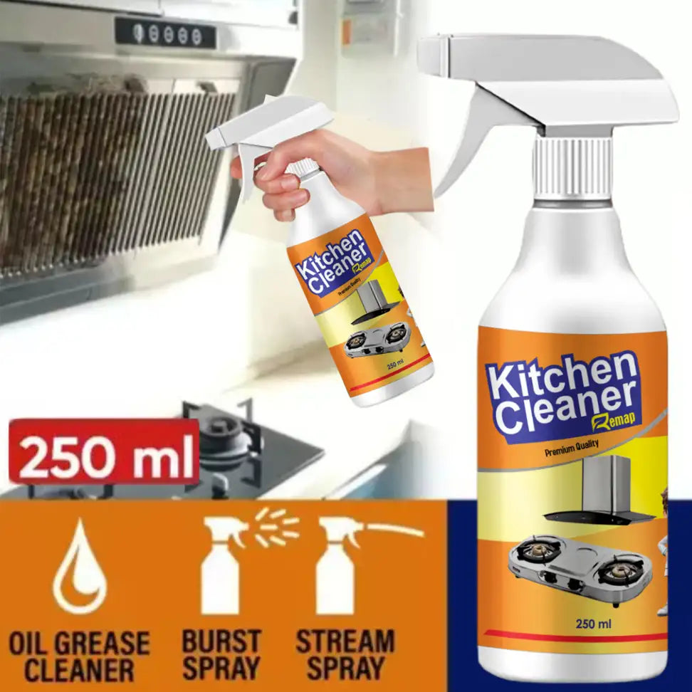Kitchen Cleaner Spray Oil & Grease Stain Remover Stove & Chimney Cleaner Spray Non-Flammable Nontoxic Magic Degreaser Spray for Kitchen Gas Stove Cleaning Spray for Grill & Exhaust Fan (250ml)