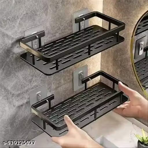 PACK OF 2 Shelves Bathroom Shelves No-Drill Corner Shelf Metal Shower Storage Rack Holder Toilet Organizer Holder Wall Mount Shower Room Rack